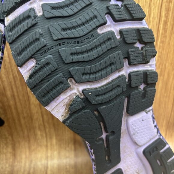 Brooks Ghost 14 Shoes Womens 11 B Purple Running Electric Cheetah sneakers READ - Picture 9 of 9